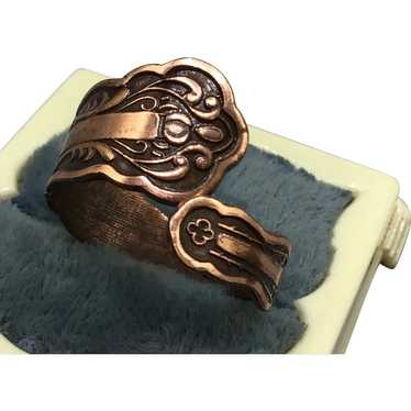 Vintage Flatware Ring Adjustable Copper Bypass Orn