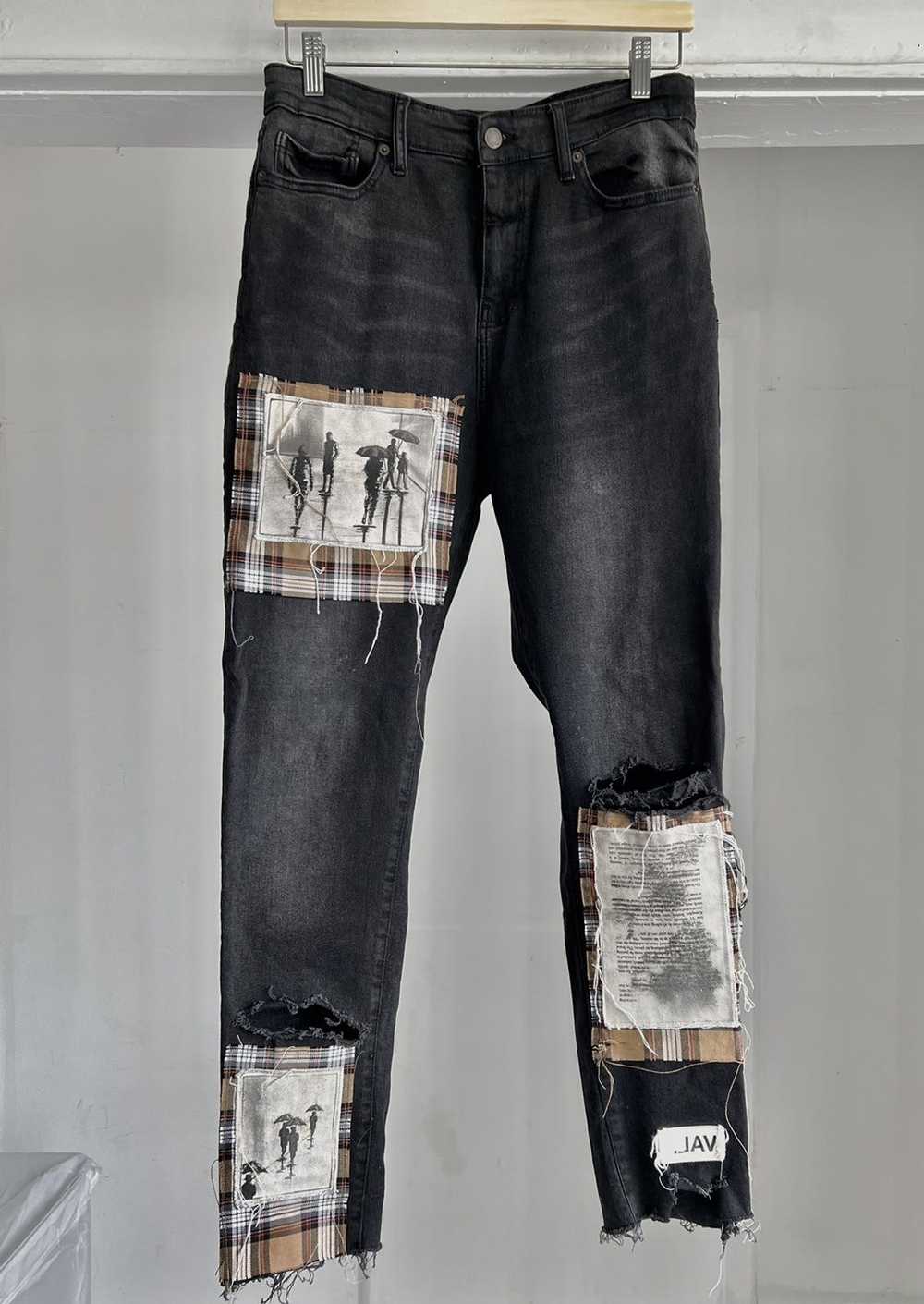 Val Kristopher Distressed Patched Denim - image 1