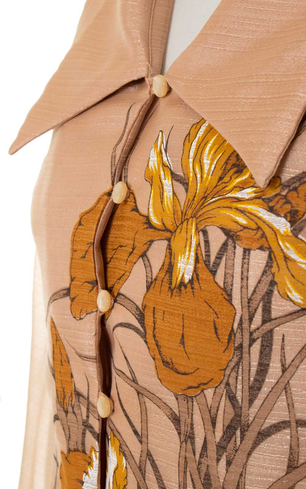 1970s ALFRED SHAHEEN Floral Screen Printed Shift … - image 7