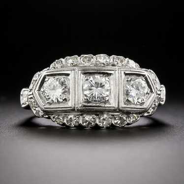 Mid-Century Three-Stone Diamond Band Ring - image 1
