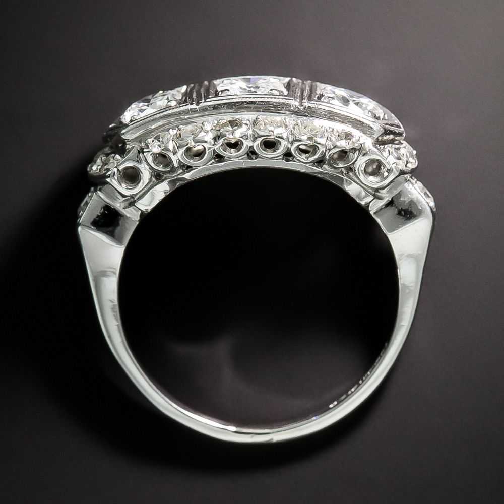 Mid-Century Three-Stone Diamond Band Ring - image 3