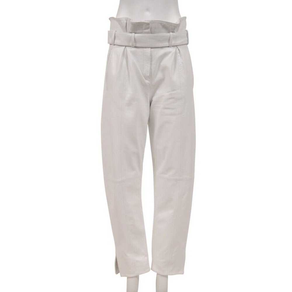 The Attico High Waist Pants White Slit Leather Be… - image 1