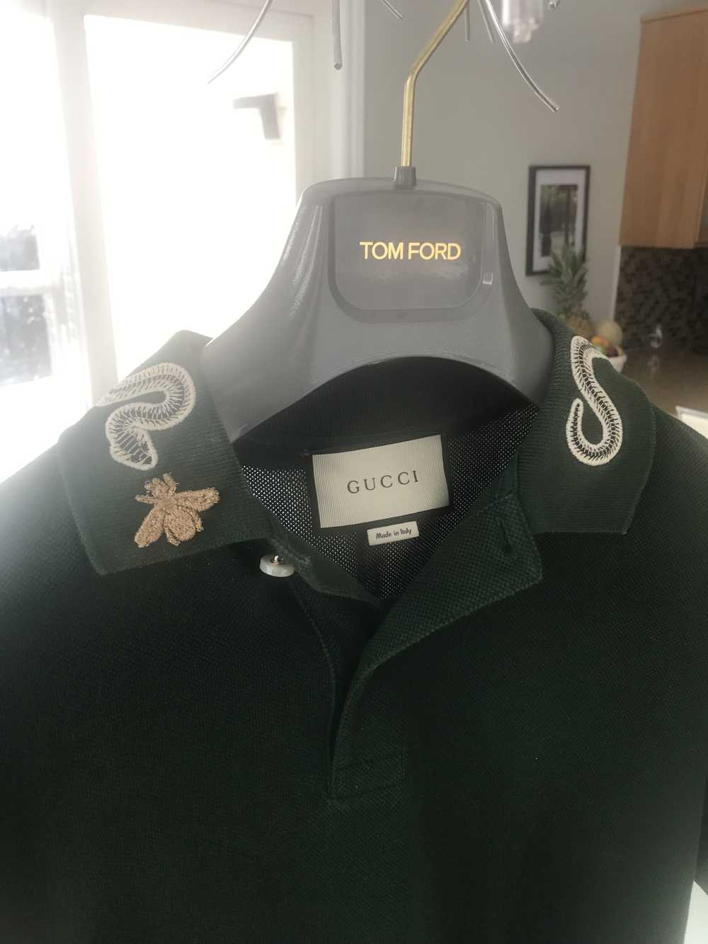 Gucci Gucci green snakes embroidered polo - image 2