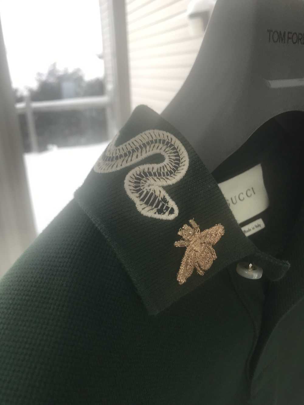 Gucci Gucci green snakes embroidered polo - image 4