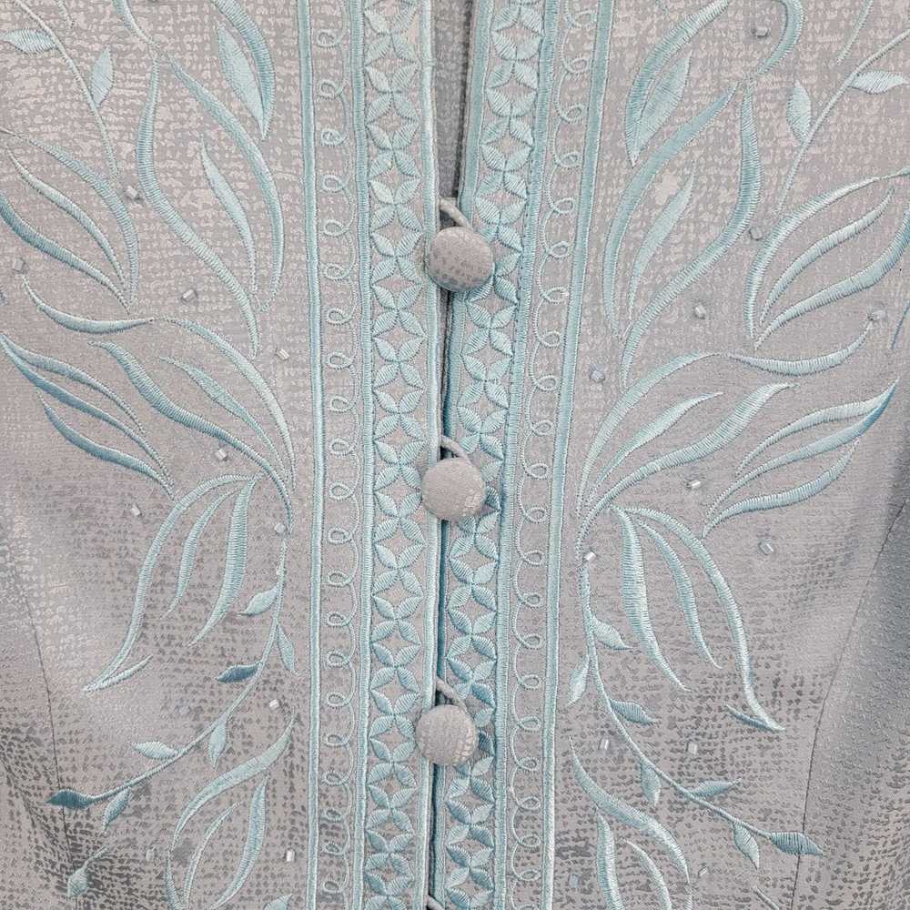 Vintage 80's Skirt Set 12P Silk Formal Embroidere… - image 6