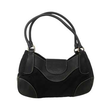 Beautiful Woman Handbag Marked Prada Milano Dal 1913 Black Leather w/wood  handle | #487734770