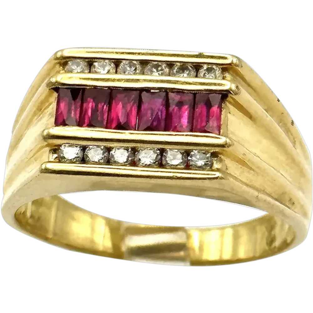 Men's Vintage ruby and diamond ring. - image 1
