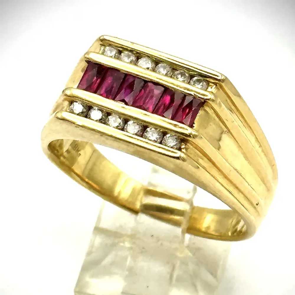 Men's Vintage ruby and diamond ring. - image 7