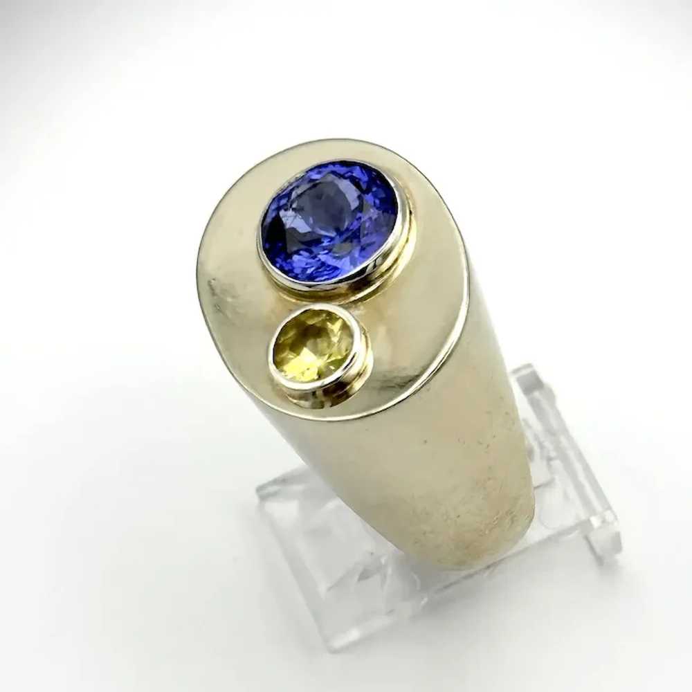 Men’s vintage 14kt tanzanite and yellow sapphire … - image 2