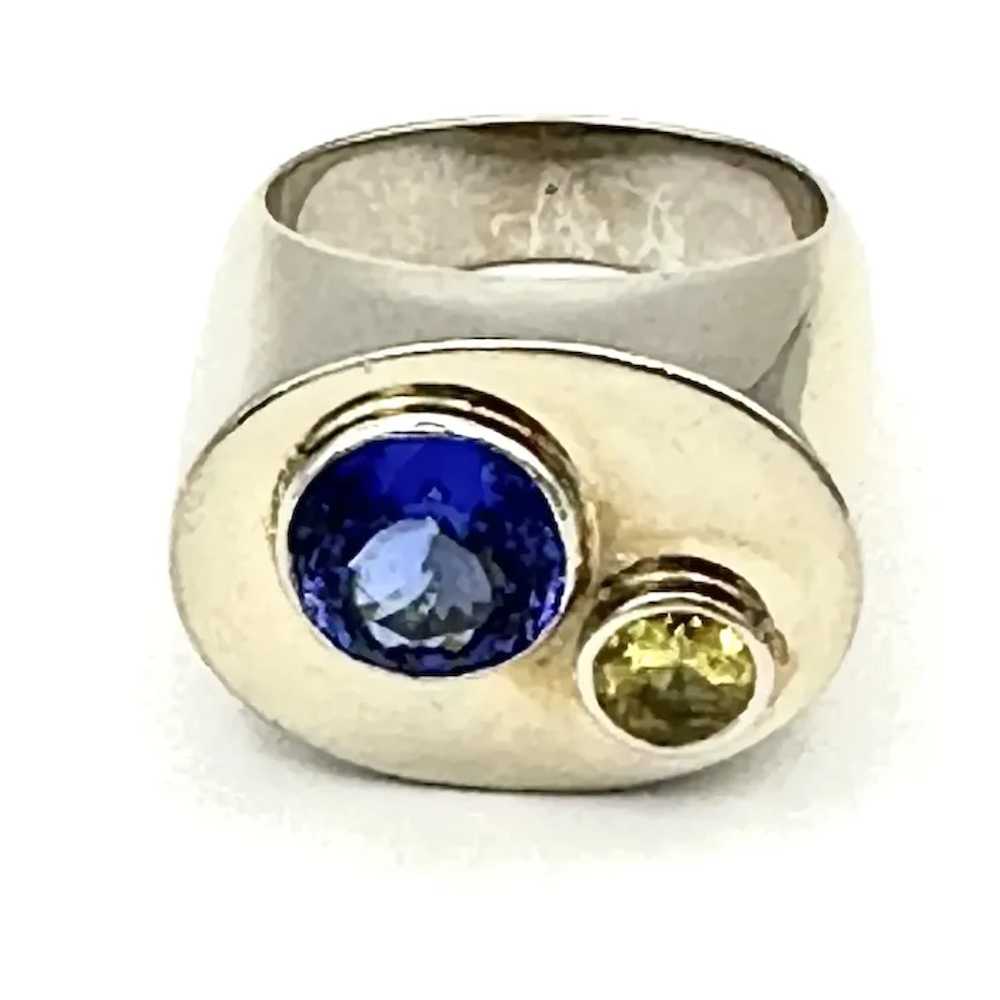 Men’s vintage 14kt tanzanite and yellow sapphire … - image 7