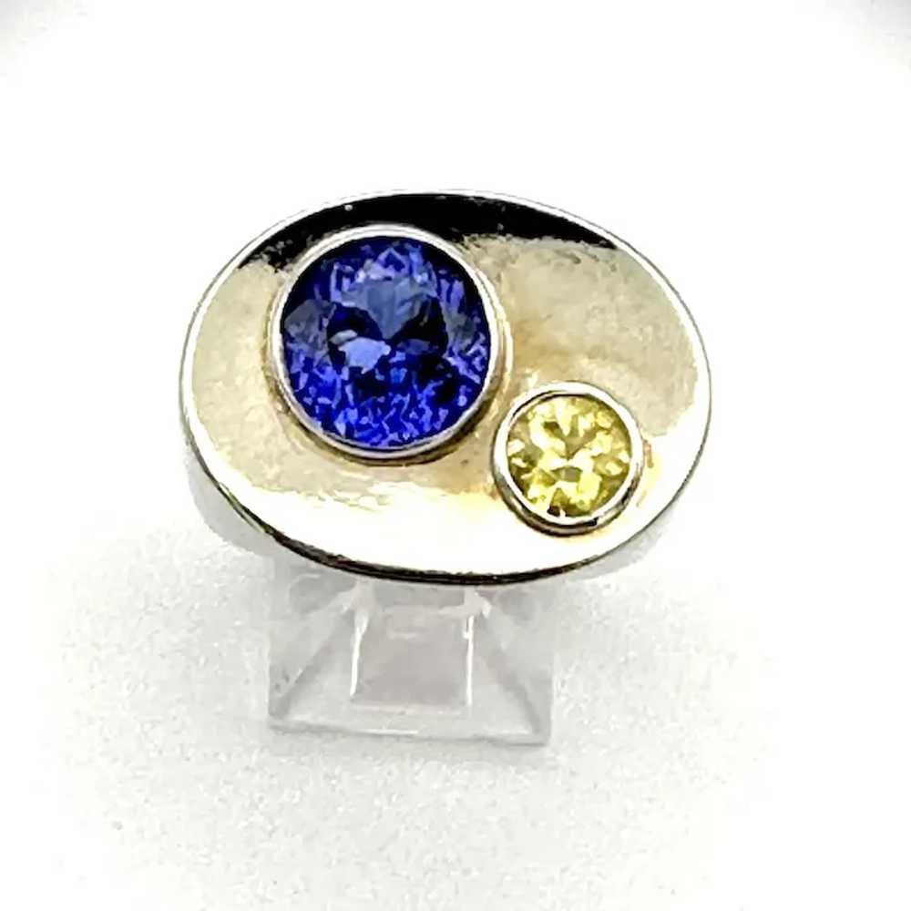 Men’s vintage 14kt tanzanite and yellow sapphire … - image 8