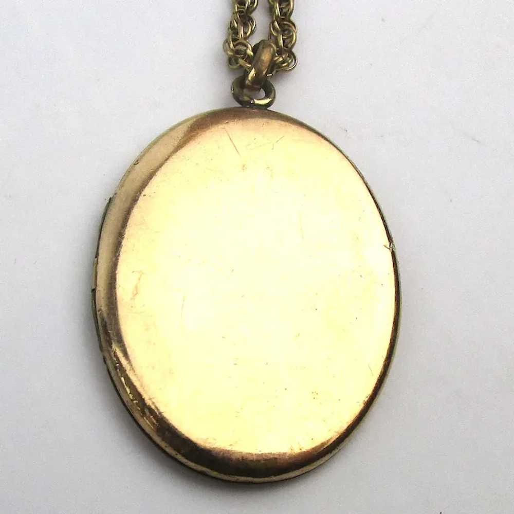 Antique Gold-Filled Locket w/ Fine G.F. Speidel C… - image 3