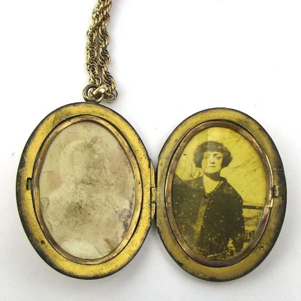 Antique Gold-Filled Locket w/ Fine G.F. Speidel C… - image 4