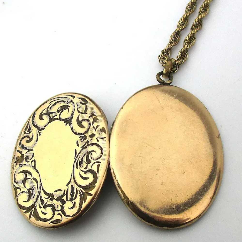 Antique Gold-Filled Locket w/ Fine G.F. Speidel C… - image 5