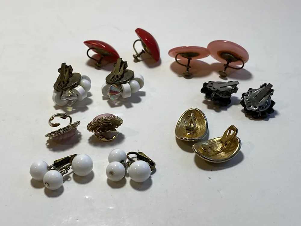 Collection of Seven Pair of Vintage Earrings - image 2