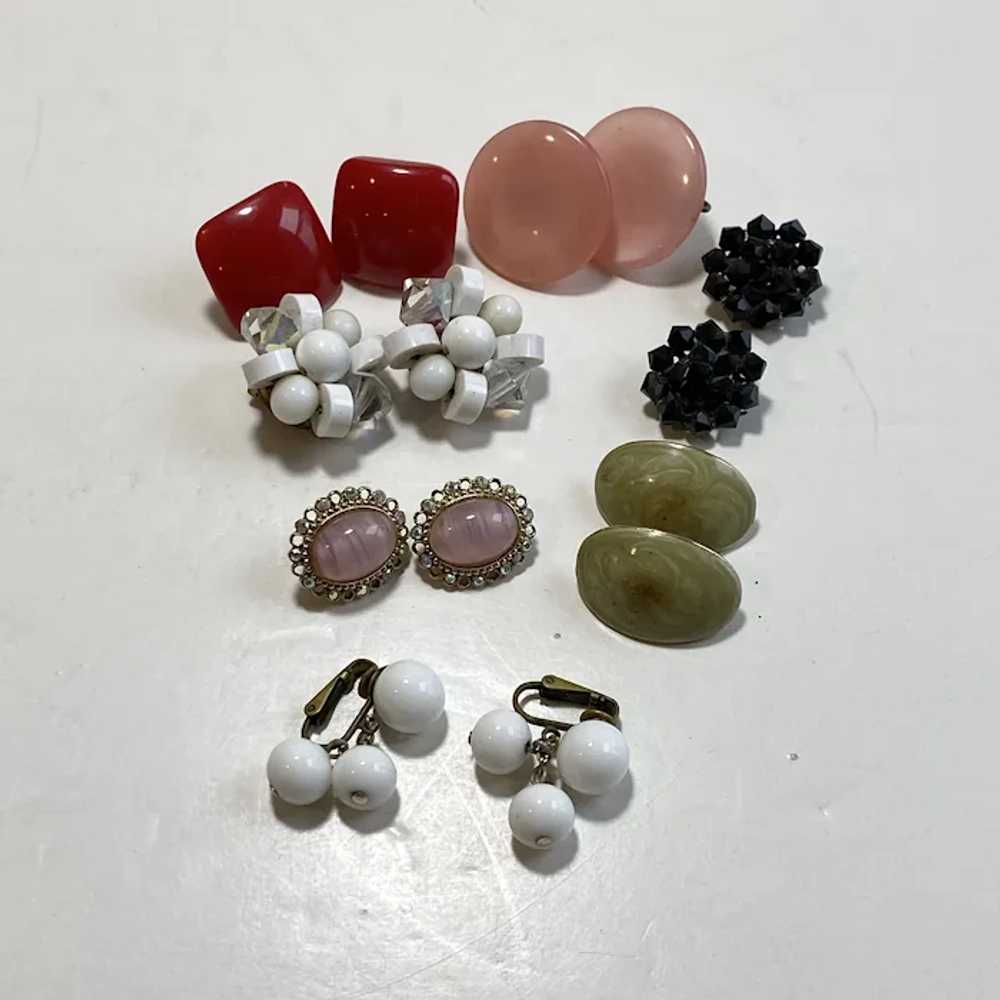 Collection of Seven Pair of Vintage Earrings - image 3