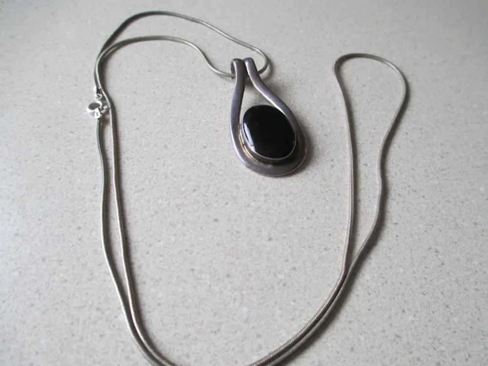 925 Silver Obsidian Oval Pendent and Mesh Chain - image 7