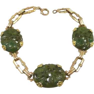 Symbolic Art Deco Jade Bracelet c. 1920
