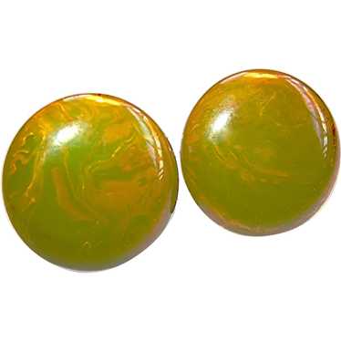 SOFT GREEN Colored Bakelite with Golden BUTTERSCO… - image 1