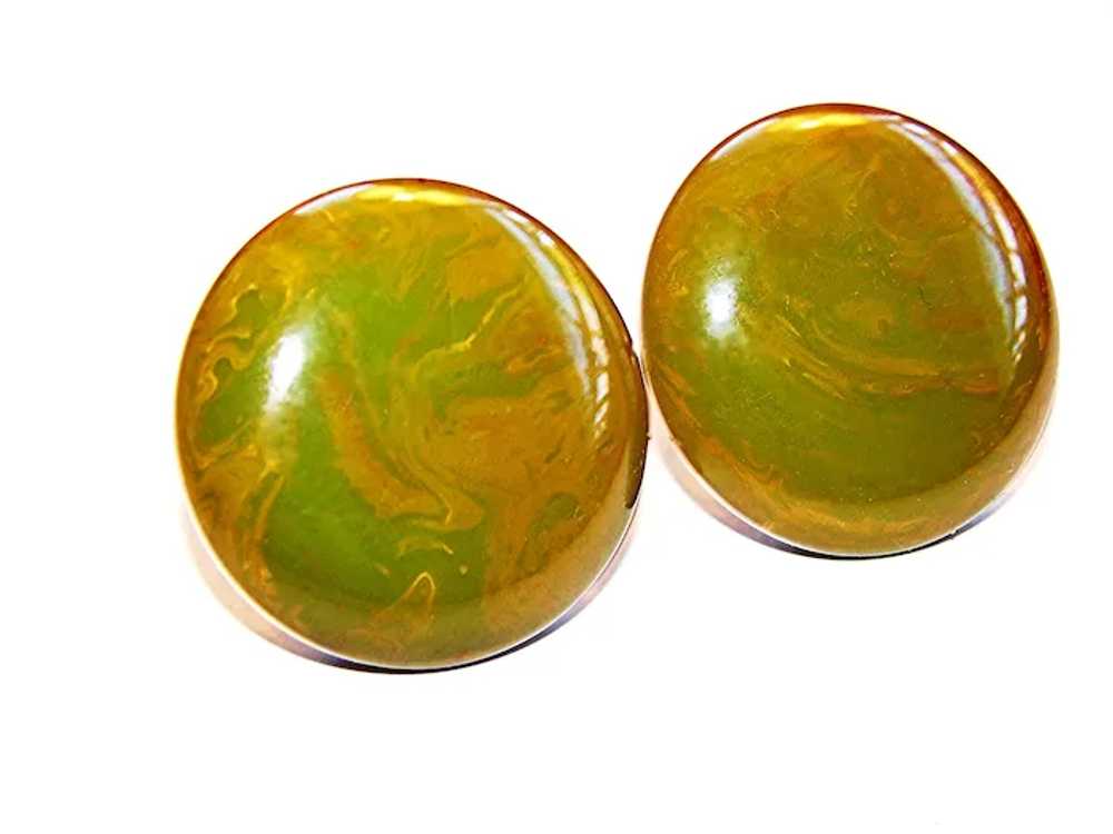 SOFT GREEN Colored Bakelite with Golden BUTTERSCO… - image 2
