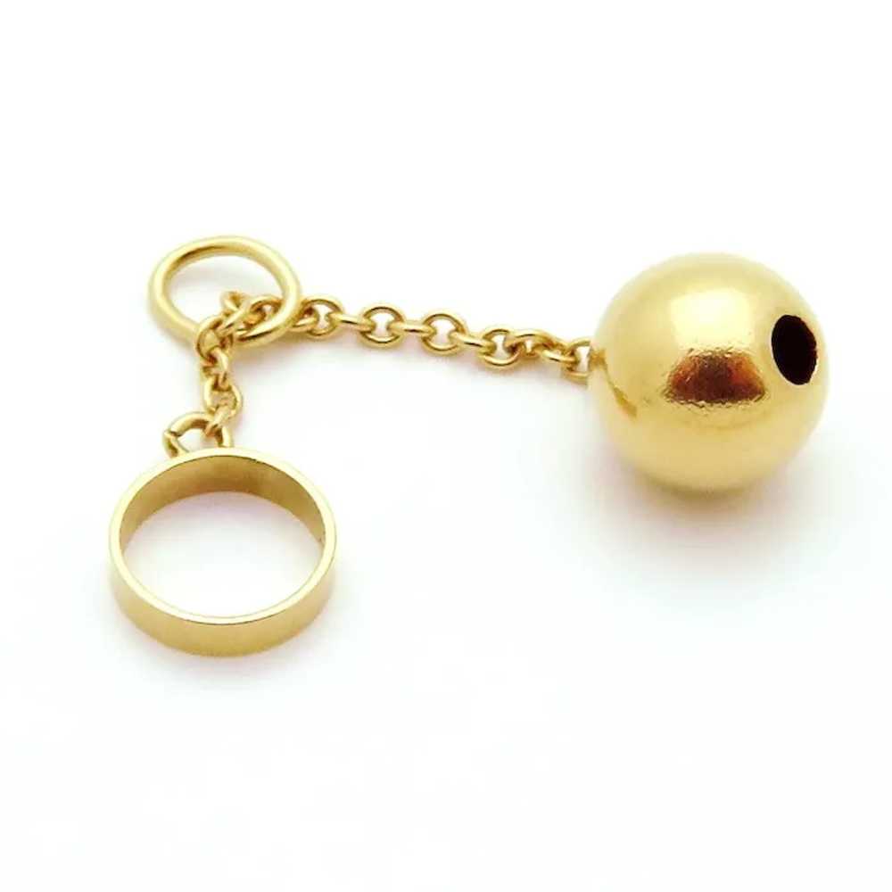 Vintage 14K Gold 3D Ball and Chain with Shackle C… - image 10