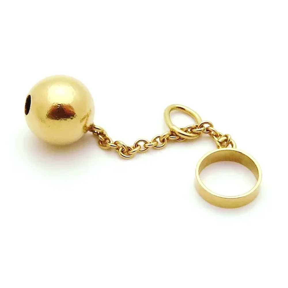 Vintage 14K Gold 3D Ball and Chain with Shackle C… - image 11
