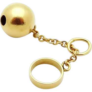 Vintage 14K Gold 3D Ball and Chain with Shackle C… - image 1
