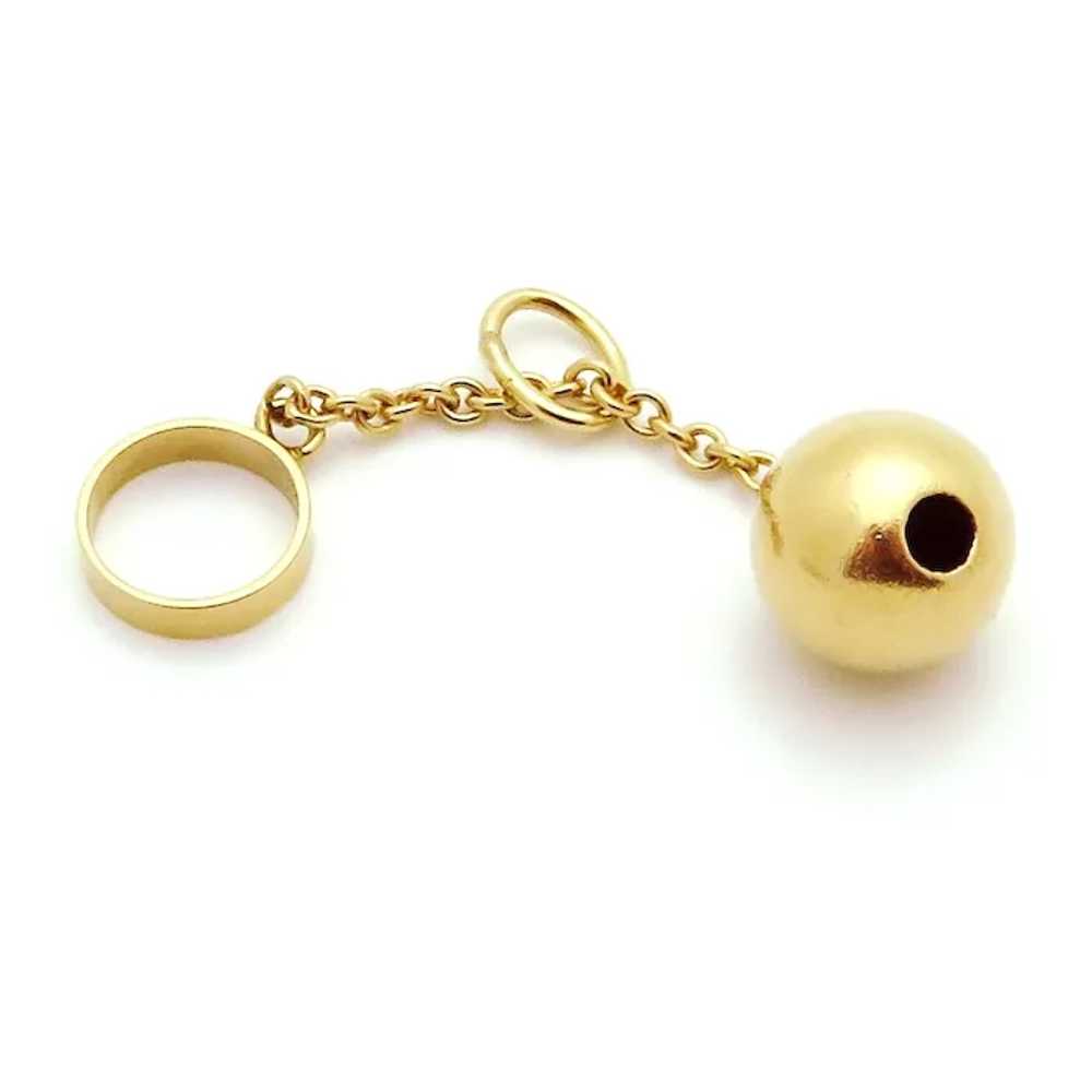 Vintage 14K Gold 3D Ball and Chain with Shackle C… - image 5
