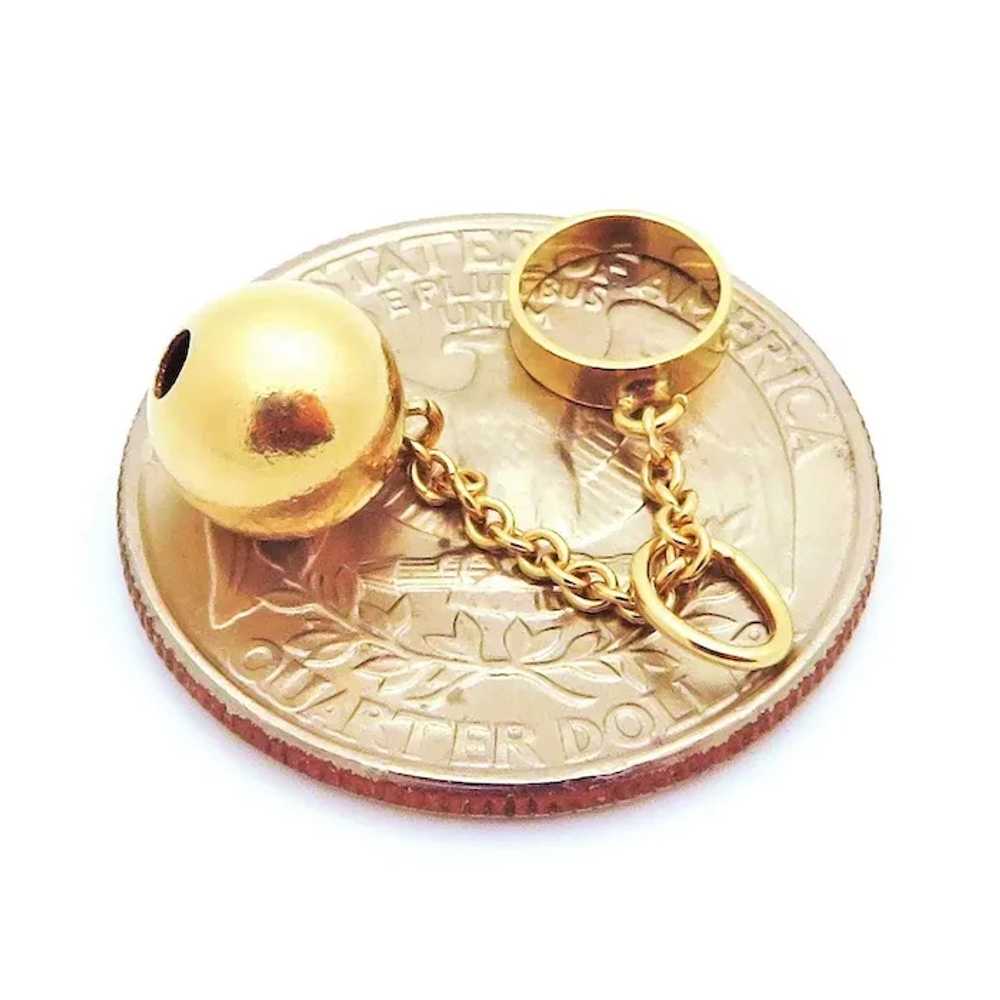 Vintage 14K Gold 3D Ball and Chain with Shackle C… - image 6