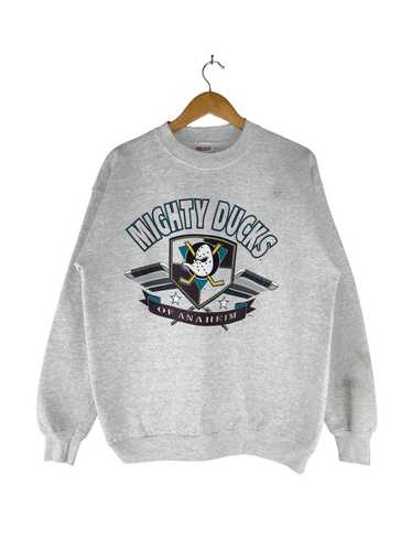 CustomCat Anaheim Mighty Ducks Retro NHL Crewneck Sweatshirt Maroon / 5XL