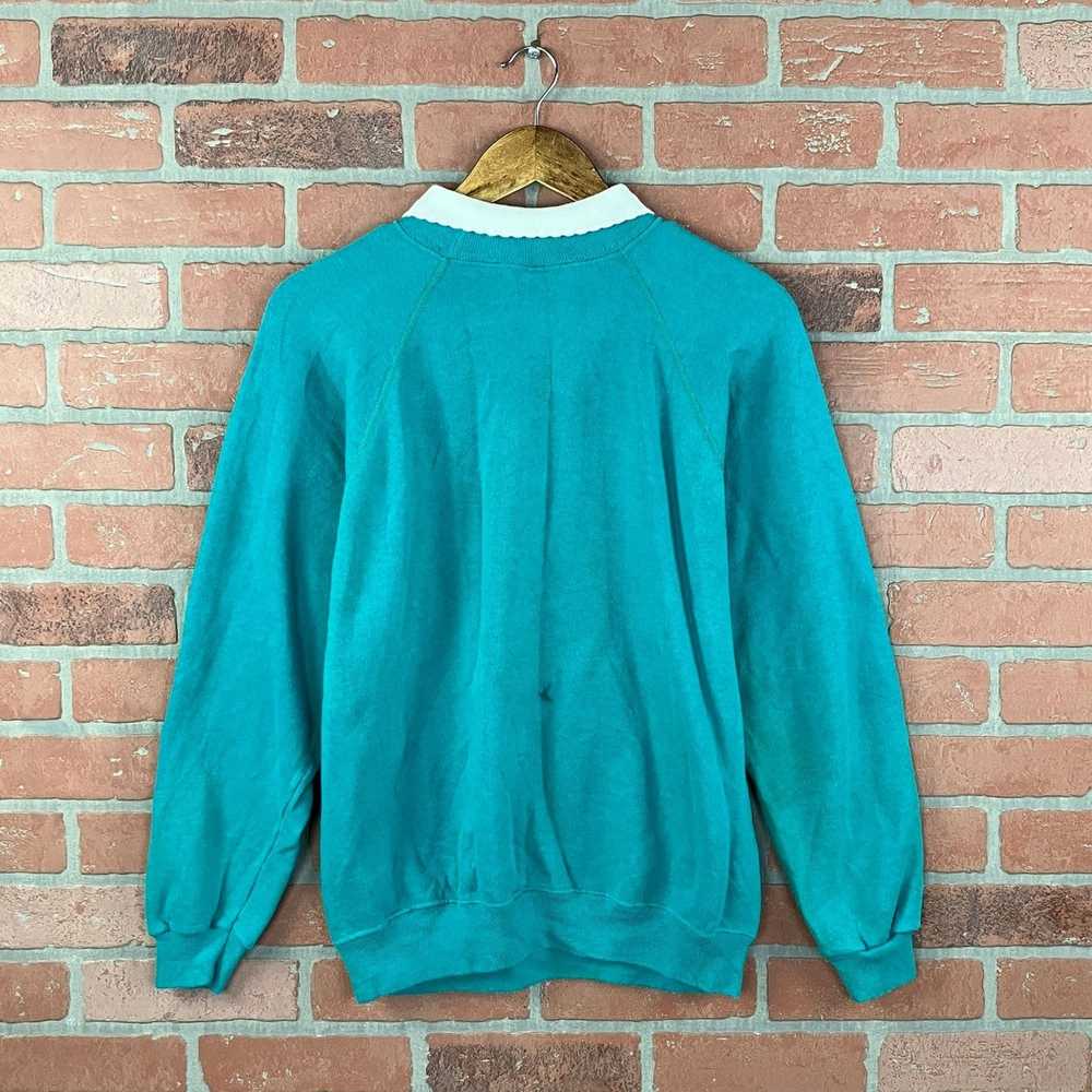 Made In Usa × Vintage VTG 90s Zig Zag Teal Cats S… - image 2