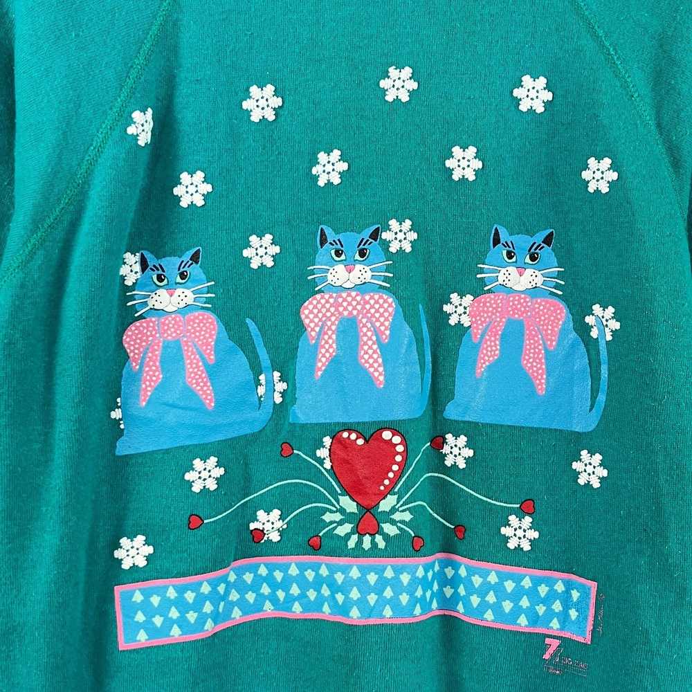 Made In Usa × Vintage VTG 90s Zig Zag Teal Cats S… - image 3