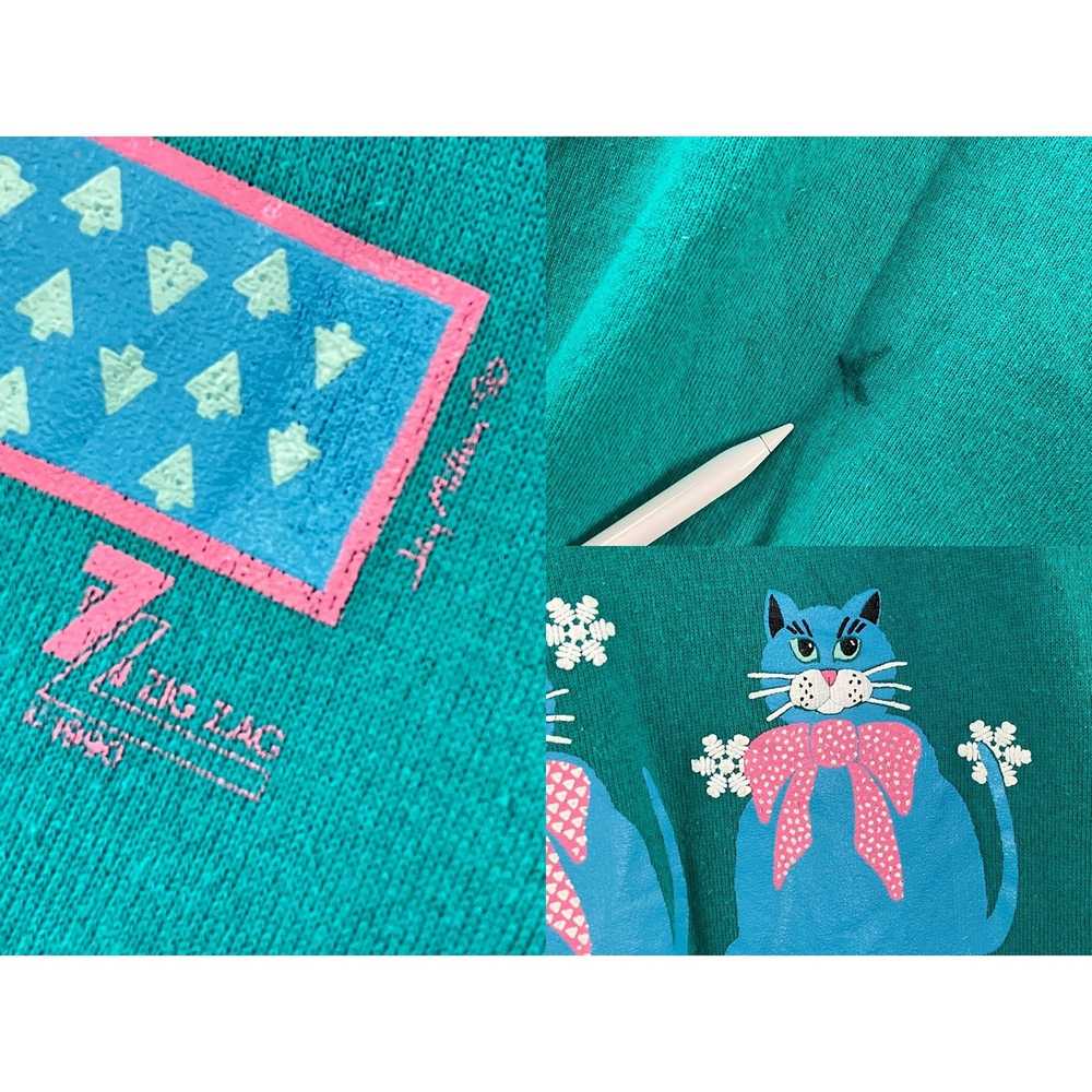 Made In Usa × Vintage VTG 90s Zig Zag Teal Cats S… - image 4