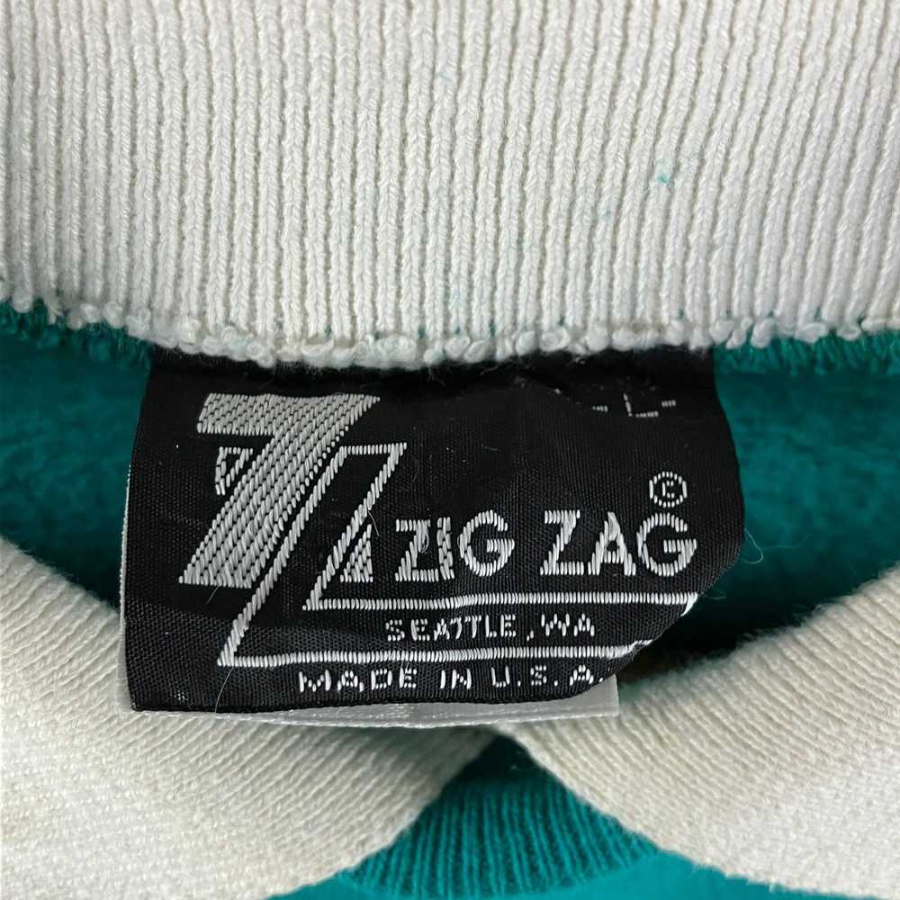 Made In Usa × Vintage VTG 90s Zig Zag Teal Cats S… - image 5