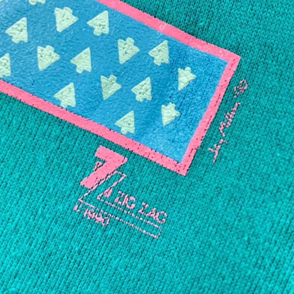 Made In Usa × Vintage VTG 90s Zig Zag Teal Cats S… - image 8