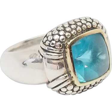 Classic vintage square blue topaz sterling silver… - image 1