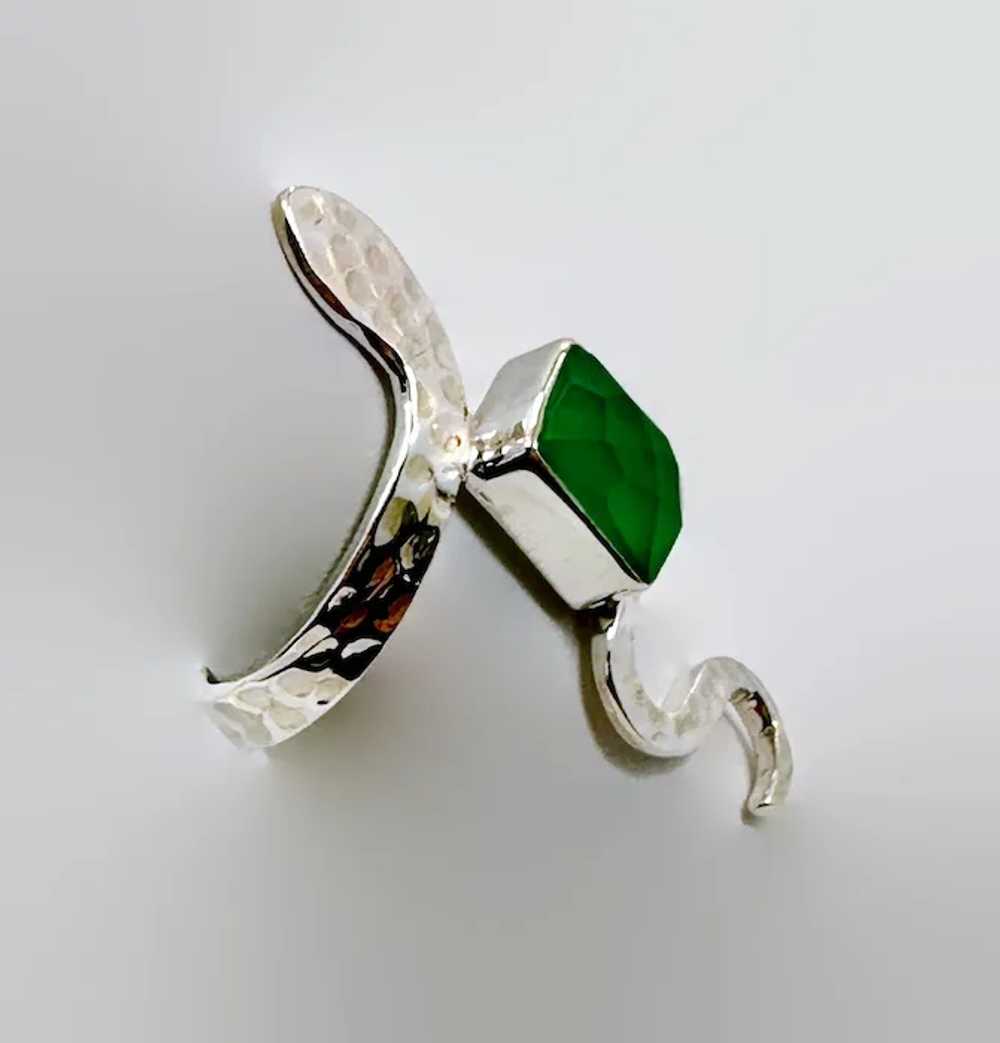 Snake Ring, Sterling Silver, Green Onyx, Faceted … - image 5