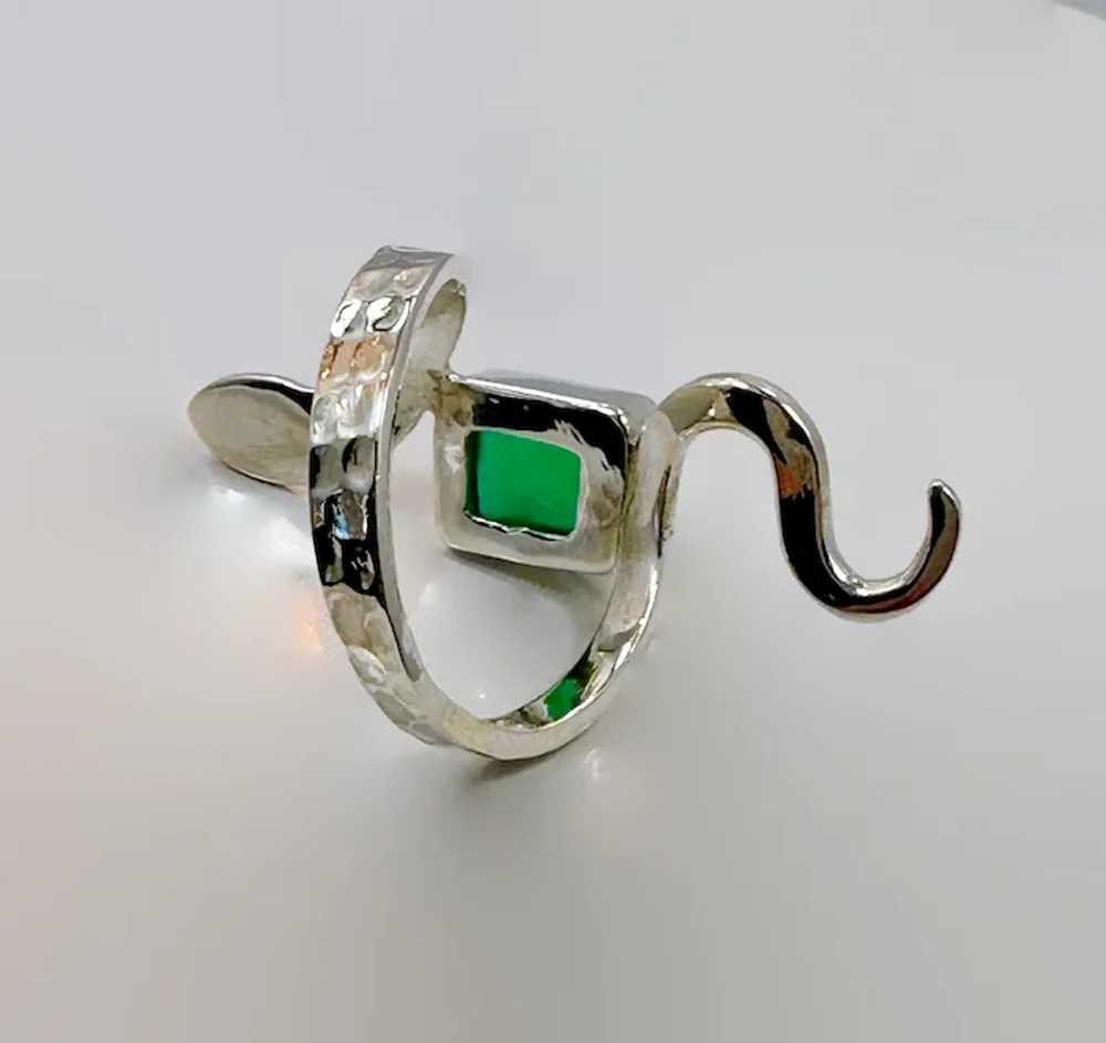 Snake Ring, Sterling Silver, Green Onyx, Faceted … - image 6