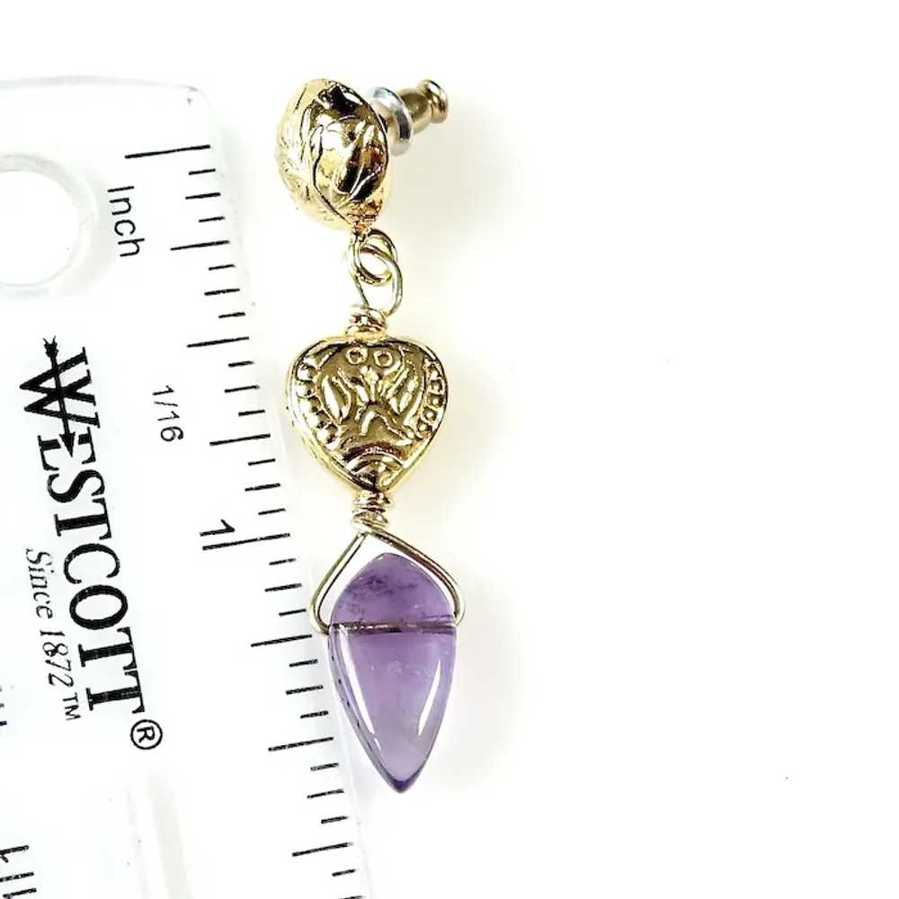 Purple Amethyst Teardrop, 18K Gold Vermeil Drop E… - image 6