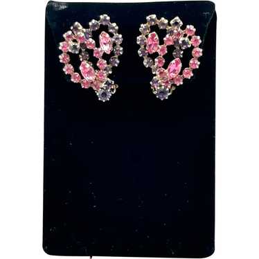 Pink Purple Rhinestones Fashion Clip On Earrings … - image 1