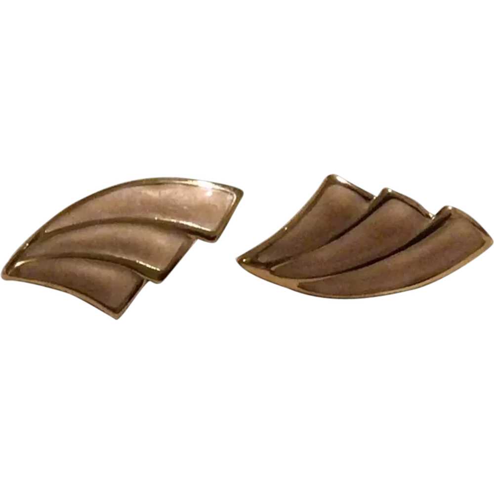 Napier Gold Tone Enameled Clip Earrings - image 1