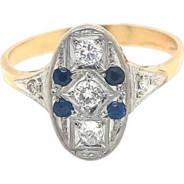 Original Art Deco Platinum Diamonds Sapphires 18K… - image 1