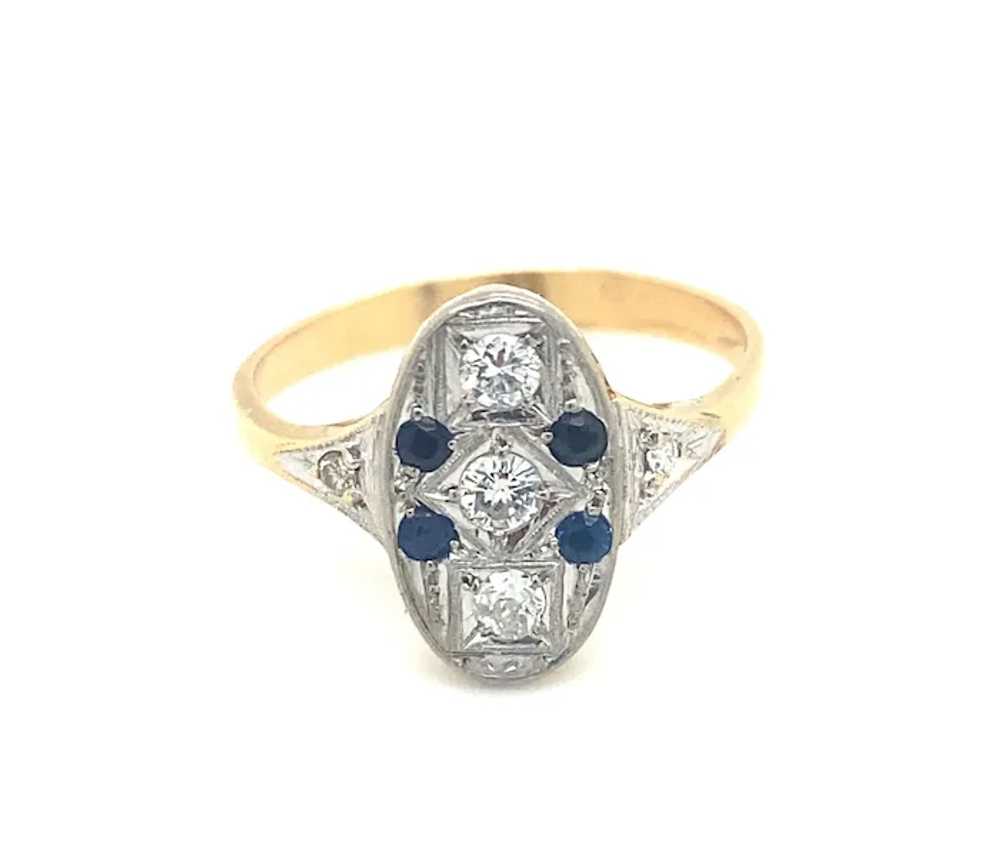 Original Art Deco Platinum Diamonds Sapphires 18K… - image 3