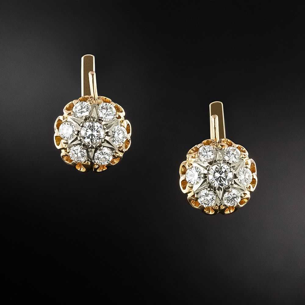 Victorian Style Diamond Cluster Earrings - image 1