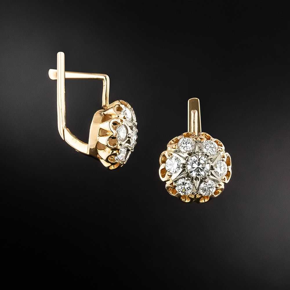 Victorian Style Diamond Cluster Earrings - image 2