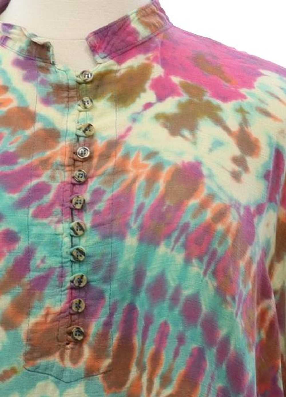 1970's Anantara Womens Tie Dye Hippie Style Tunic… - image 2