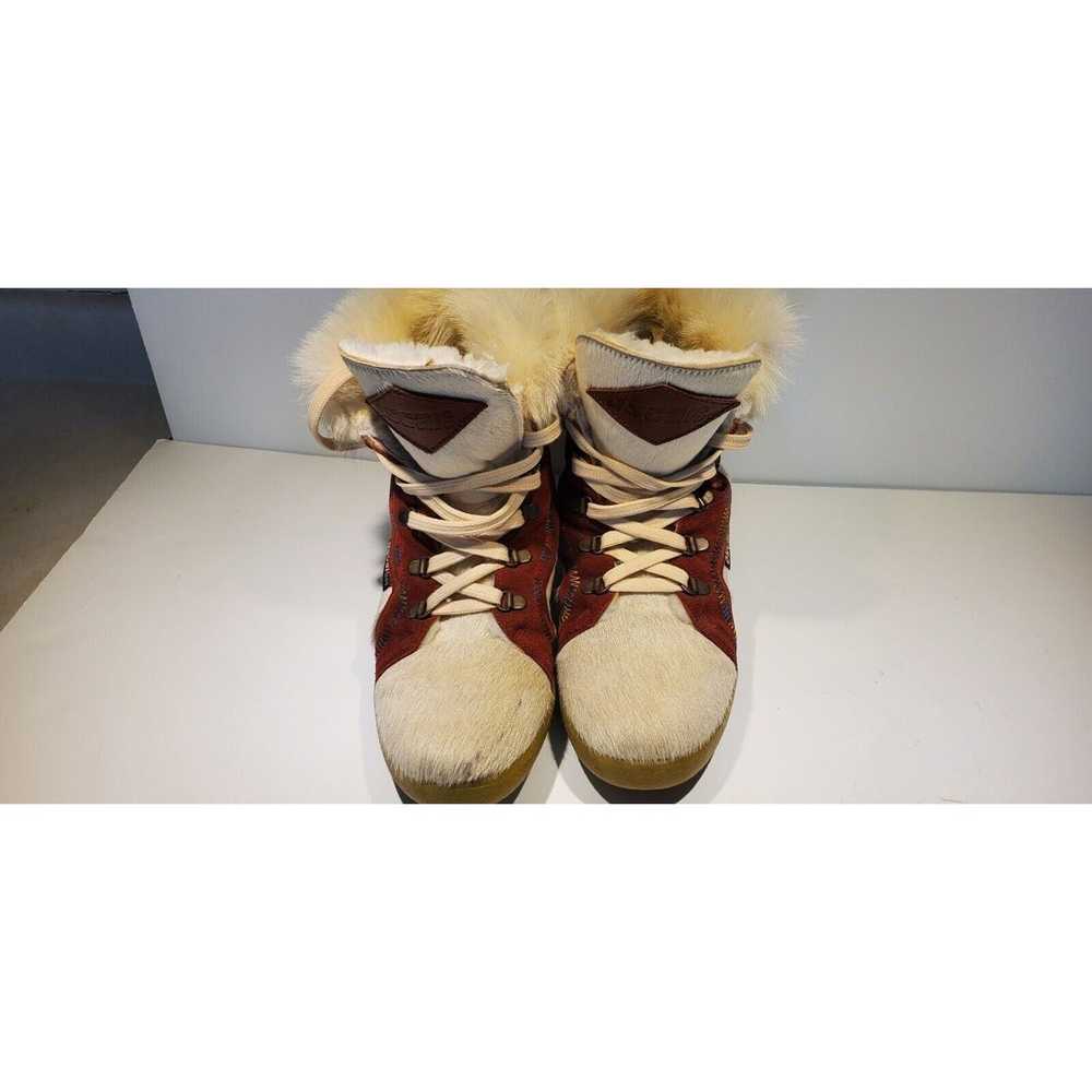 Vintage Oscar Sport White Fur Lace Up Winter Ankl… - image 3