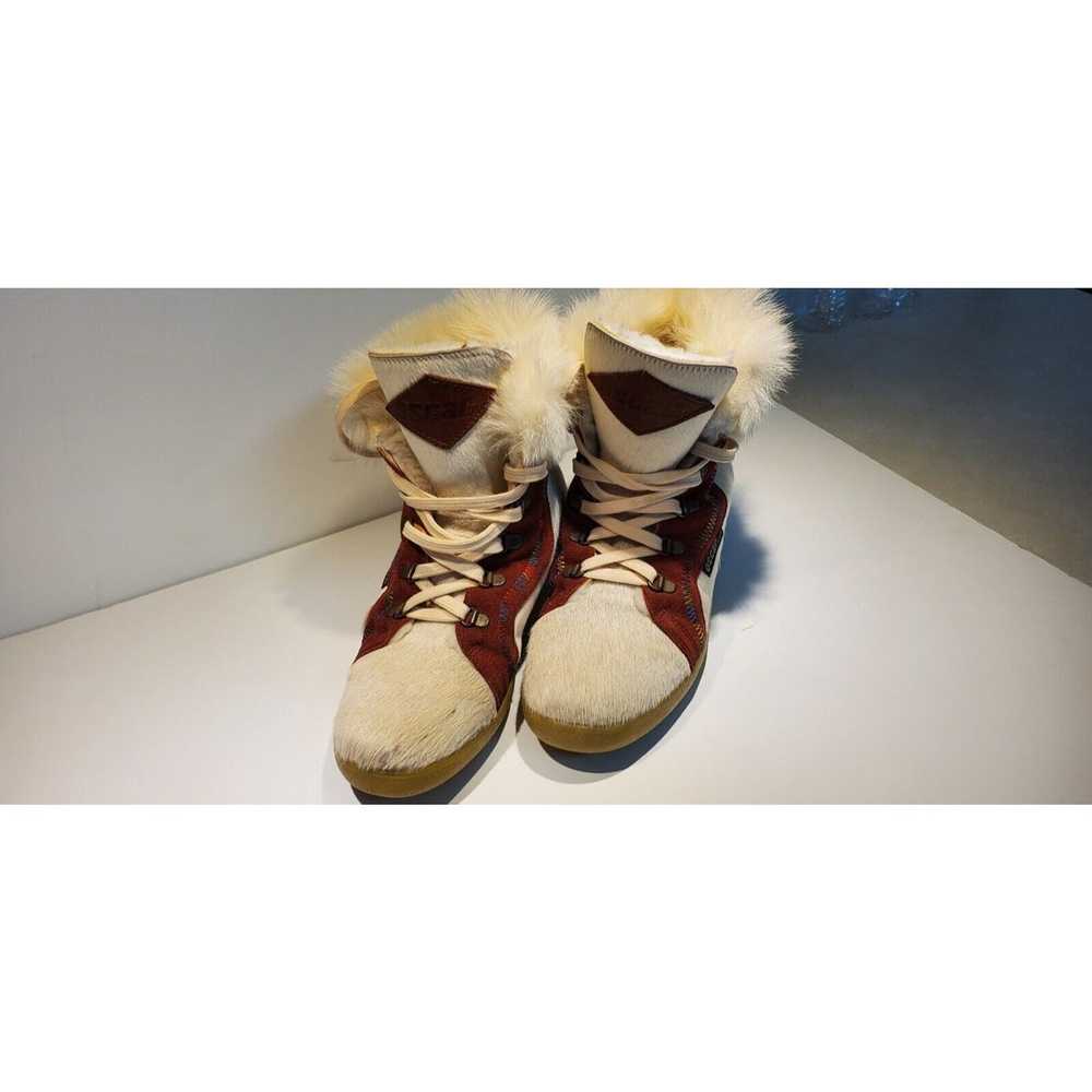 Vintage Oscar Sport White Fur Lace Up Winter Ankl… - image 4