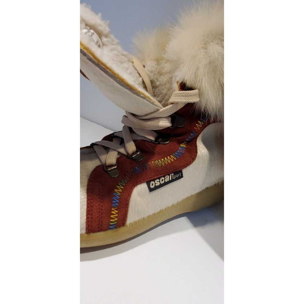 Vintage Oscar Sport White Fur Lace Up Winter Ankl… - image 8