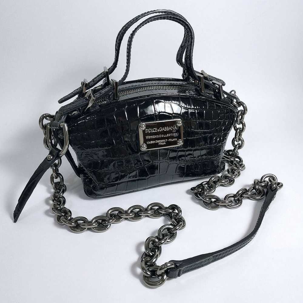 Dolce & Gabbana croc-embossed patent leather hand… - image 6